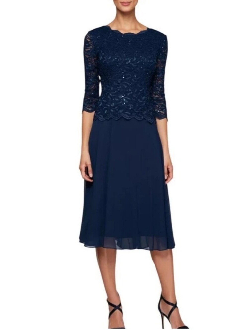 "Alex Evenings" Navy Blue Formal Dress. Sz 12
